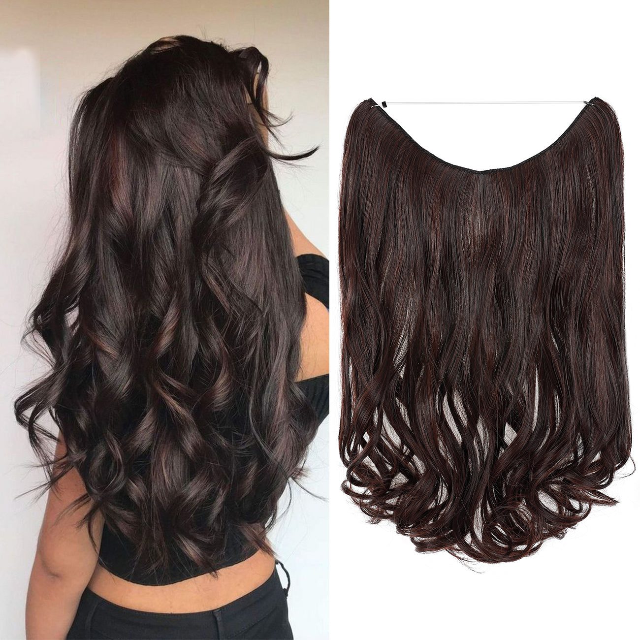 Hair Extensions Invisible Hair Extensions Secret Hidden Wire Long Curly Hair Pieces For Women Synthetic