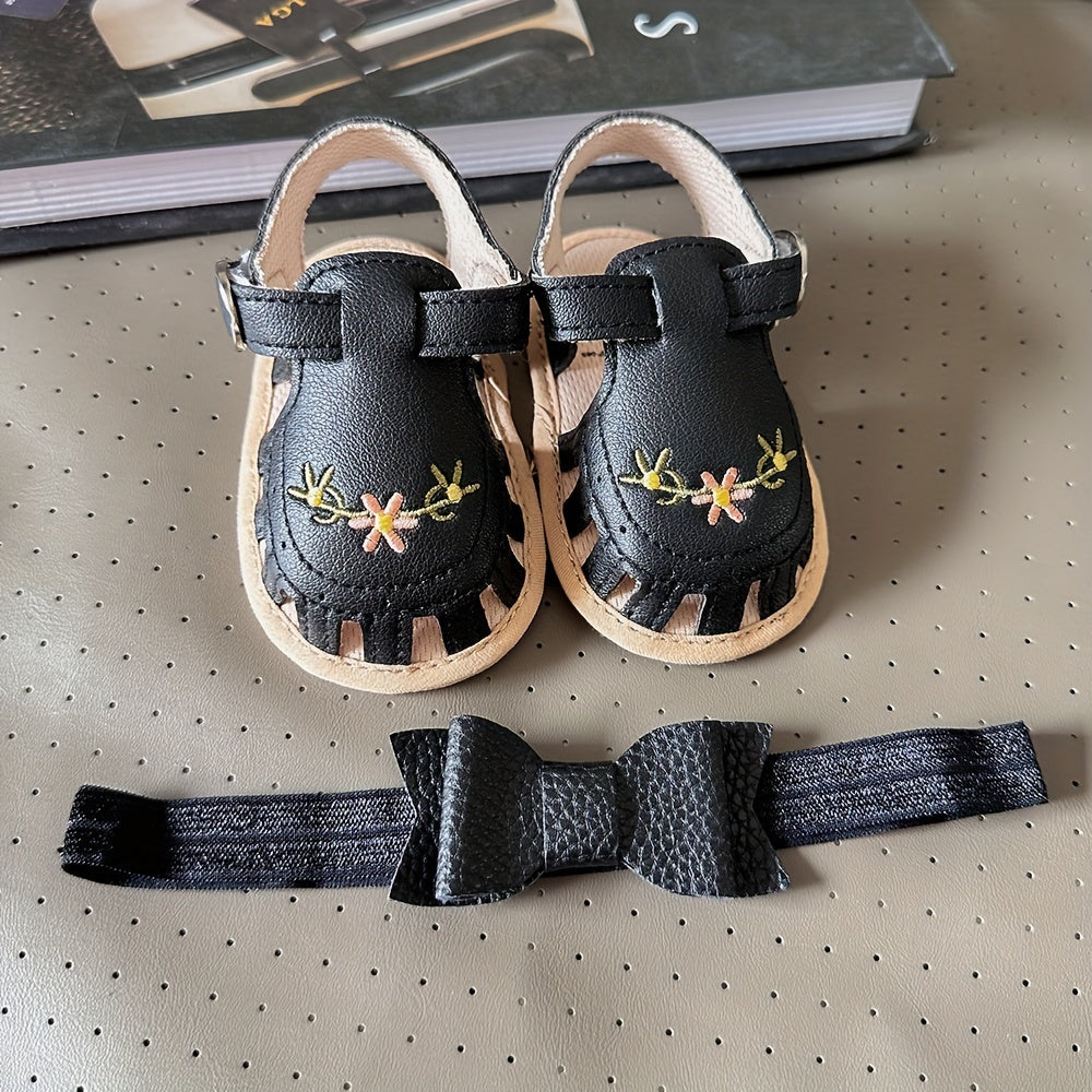 Baby Girls Flower Comfy Non-Slip Crib Shoes For First Walkers Newborn Infant, Spring And Summer