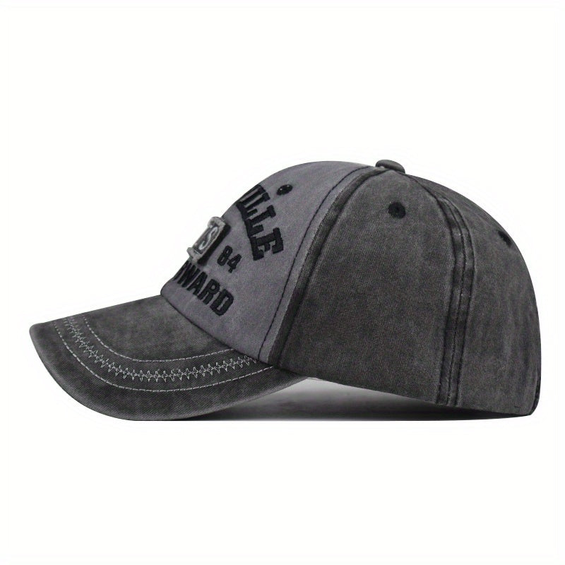 Distressed NYS Letter Embroidered Baseball Cap - Unisex Peaked Cap for Men & Women, Comfortable Fabric, Stereo Embroidered Letter, Versatile, One Size, Outdoor Sports Sun Hat for Dad