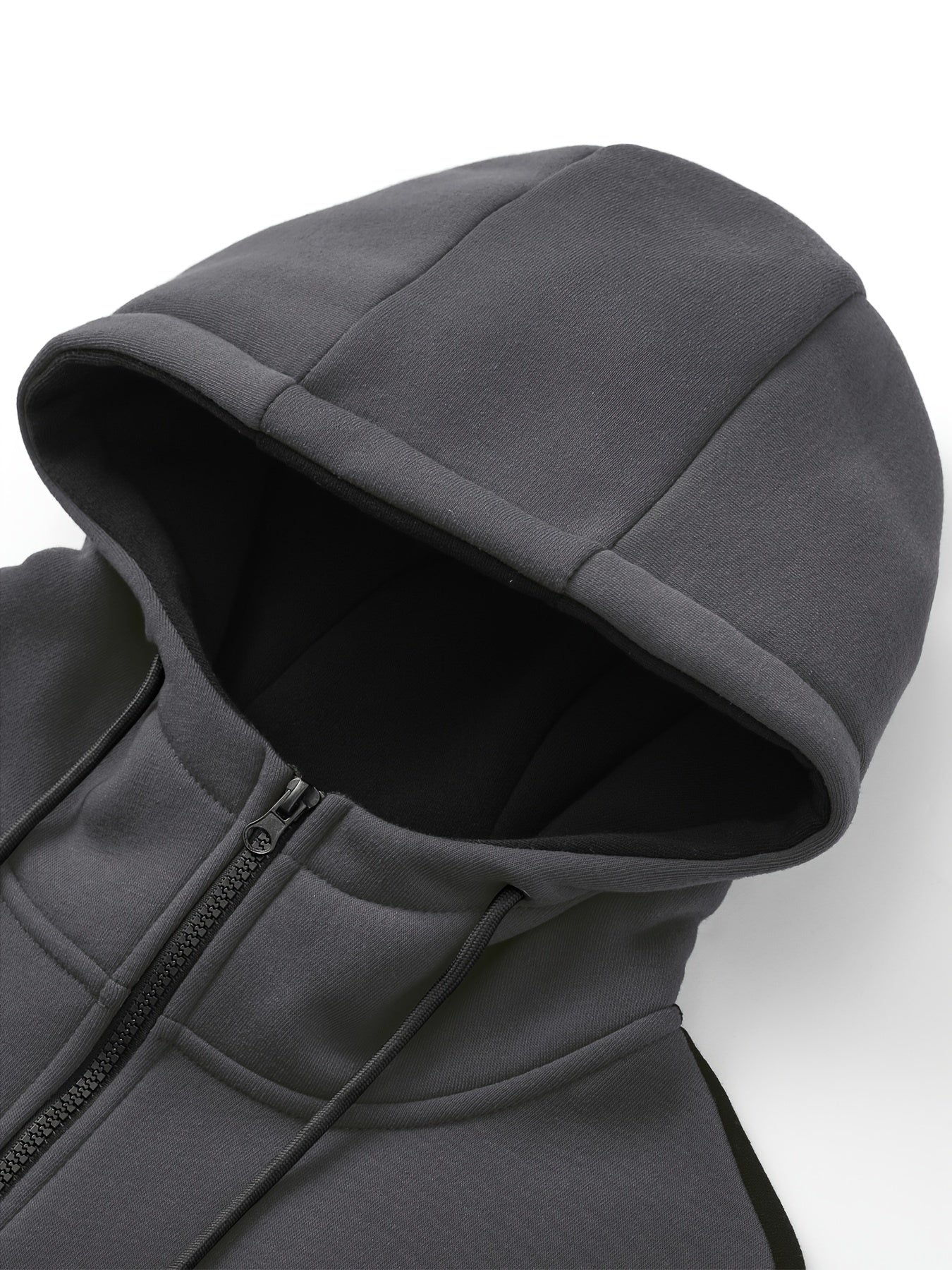 Two-Piece Color Block Men's Casual Sportswear Hoodie Set, Zip-Up Drawstring Jogging Suit For All Seasons