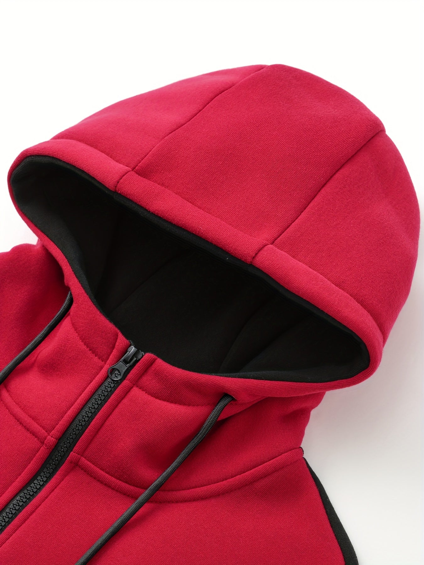 Two-Piece Color Block Men's Casual Sportswear Hoodie Set, Zip-Up Drawstring Jogging Suit For All Seasons