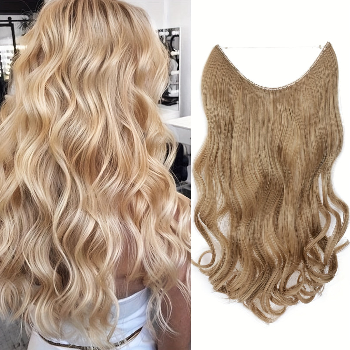 Hair Extensions Invisible Hair Extensions Secret Hidden Wire Long Curly Hair Pieces For Women Synthetic