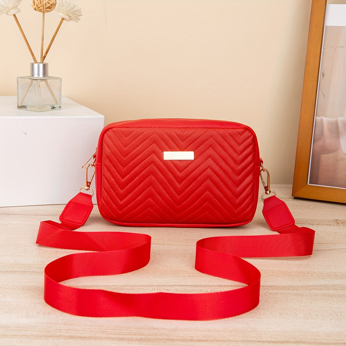 Mini Fashion Quilted Crossbody Bag, Trendy PU Shoulder Bag, Women's Casual Handbag & Phone Purse