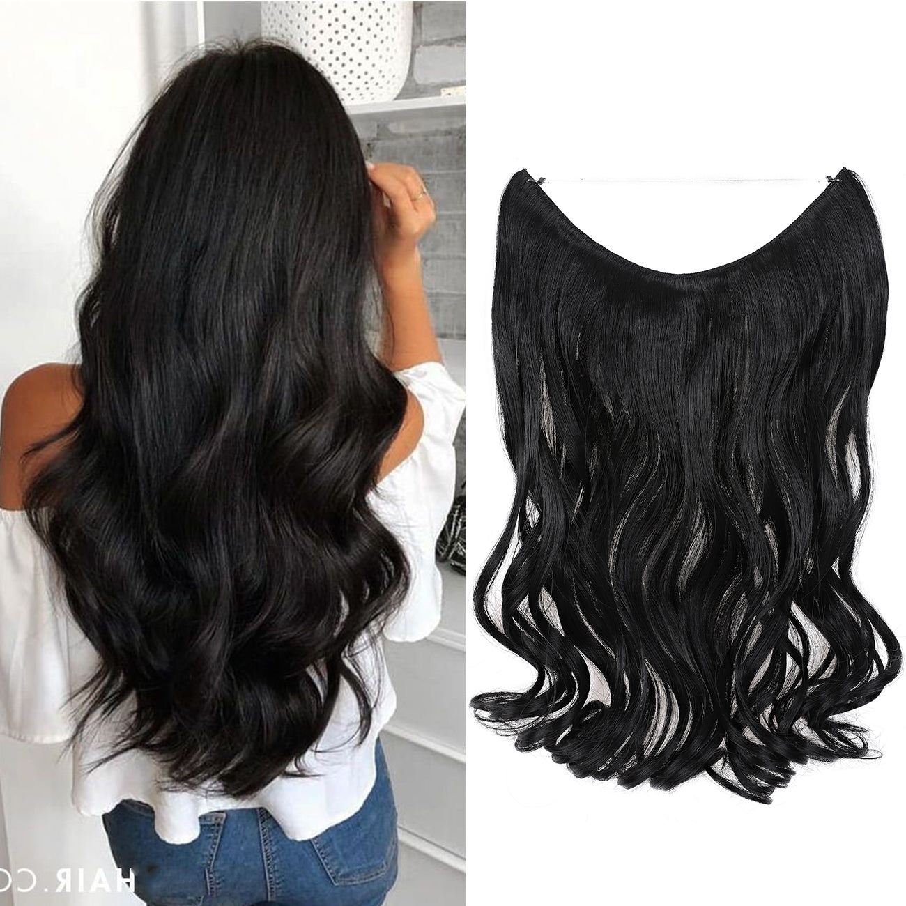 Hair Extensions Invisible Hair Extensions Secret Hidden Wire Long Curly Hair Pieces For Women Synthetic