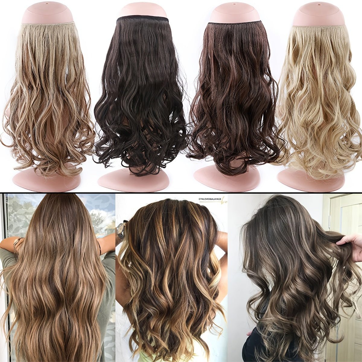 Hair Extensions Invisible Hair Extensions Secret Hidden Wire Long Curly Hair Pieces For Women Synthetic