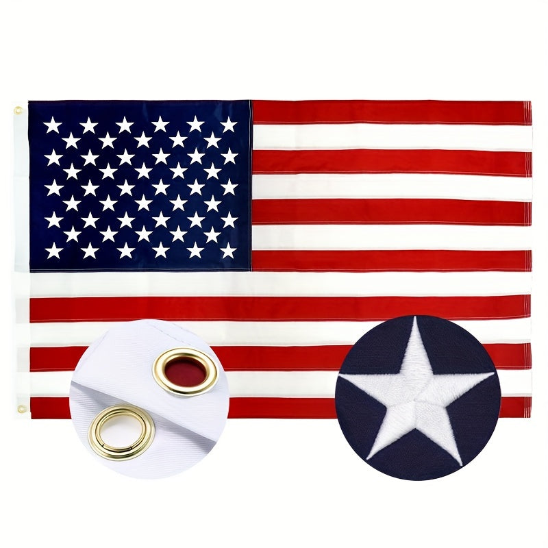 1pc American Flag 3x5 Ft TearProof For Outside, Build To Long Lasting, Fade Resistant Spun Polyester, High Wind US Outdoor Flags Embroidered Stars, Sewn Stripes, Brass Grommet