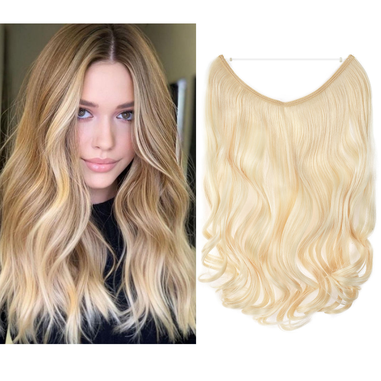 Hair Extensions Invisible Hair Extensions Secret Hidden Wire Long Curly Hair Pieces For Women Synthetic