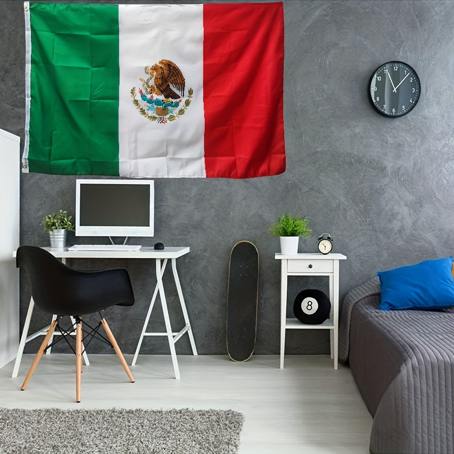 1pc Flags Mexican Flag Vivid Colors And Fade Resistant Double Stitching With Brass Grommet, 3x5 Feet