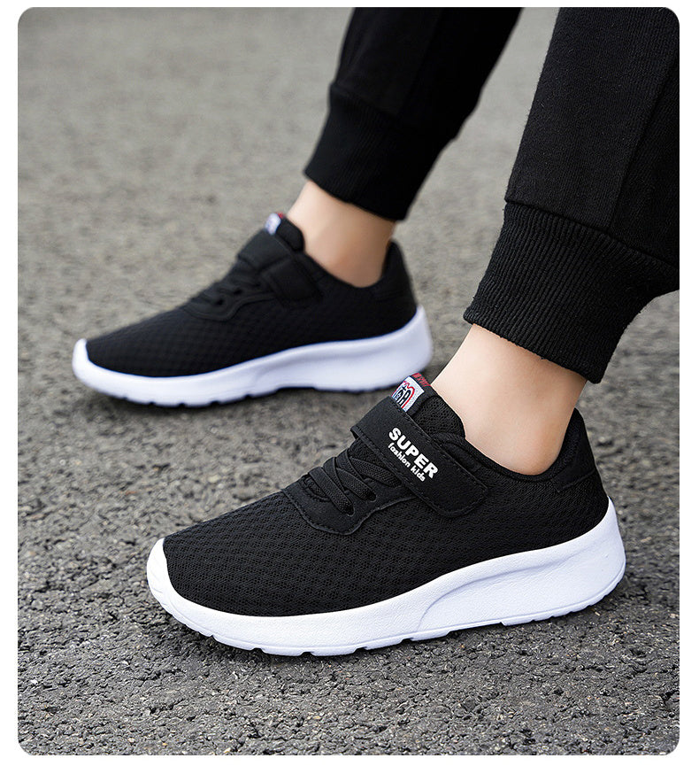 Boys Casual Mesh Breathable Sneakers, Lightweight Platform Low Top Lace-up Durable Shoes For Spring Outdoor