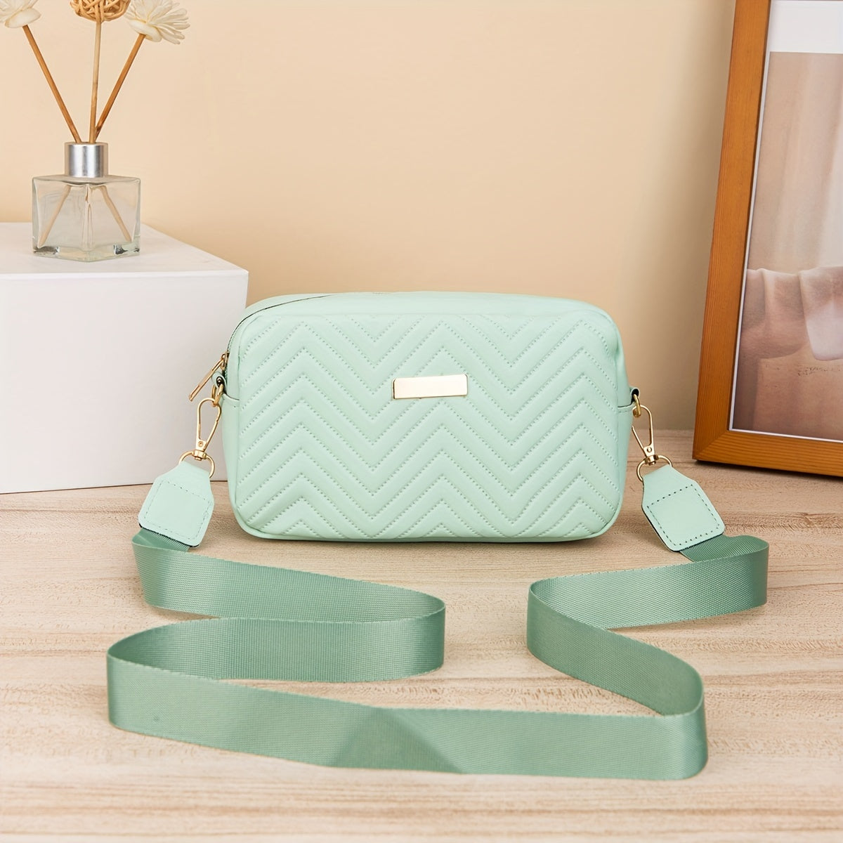 Mini Fashion Quilted Crossbody Bag, Trendy PU Shoulder Bag, Women's Casual Handbag & Phone Purse