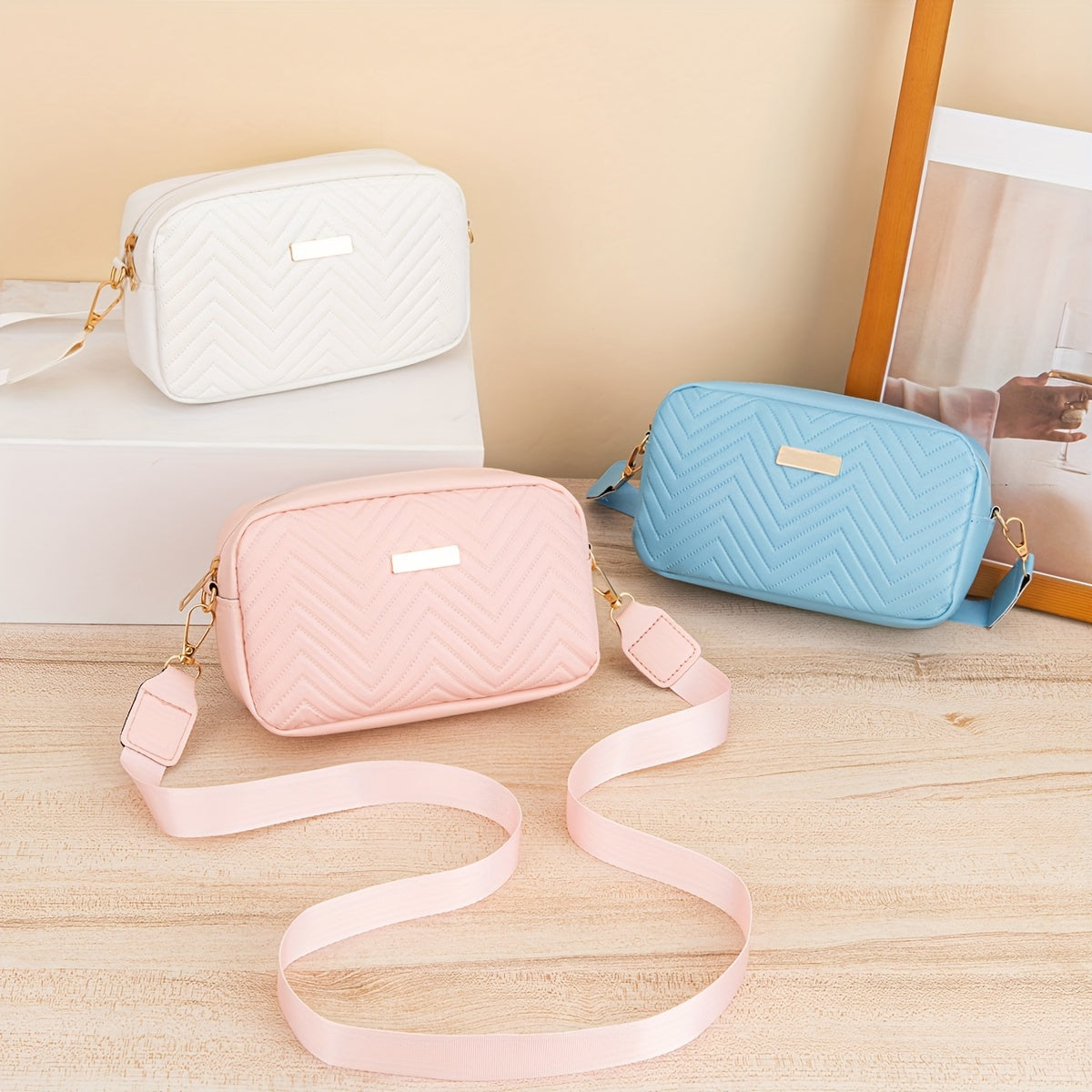 Mini Fashion Quilted Crossbody Bag, Trendy PU Shoulder Bag, Women's Casual Handbag & Phone Purse