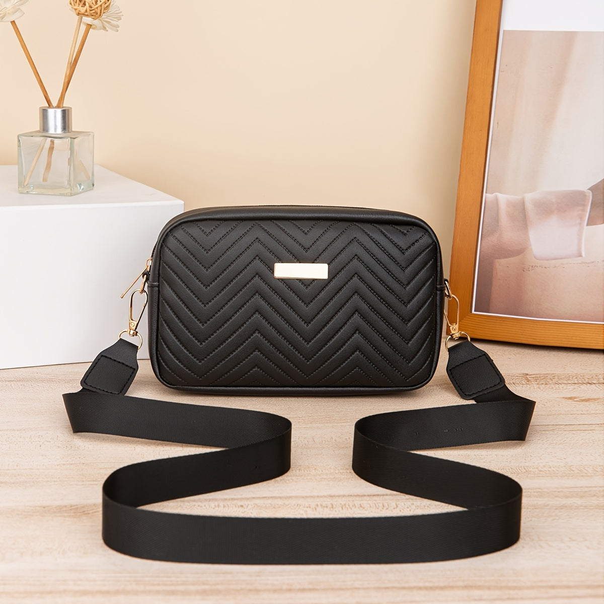 Mini Fashion Quilted Crossbody Bag, Trendy PU Shoulder Bag, Women's Casual Handbag & Phone Purse