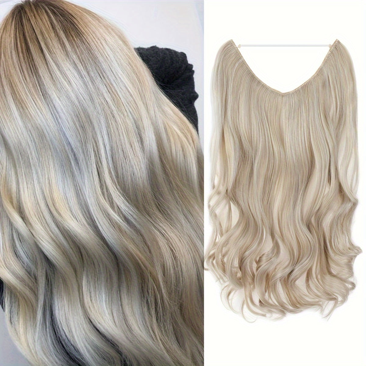 Hair Extensions Invisible Hair Extensions Secret Hidden Wire Long Curly Hair Pieces For Women Synthetic