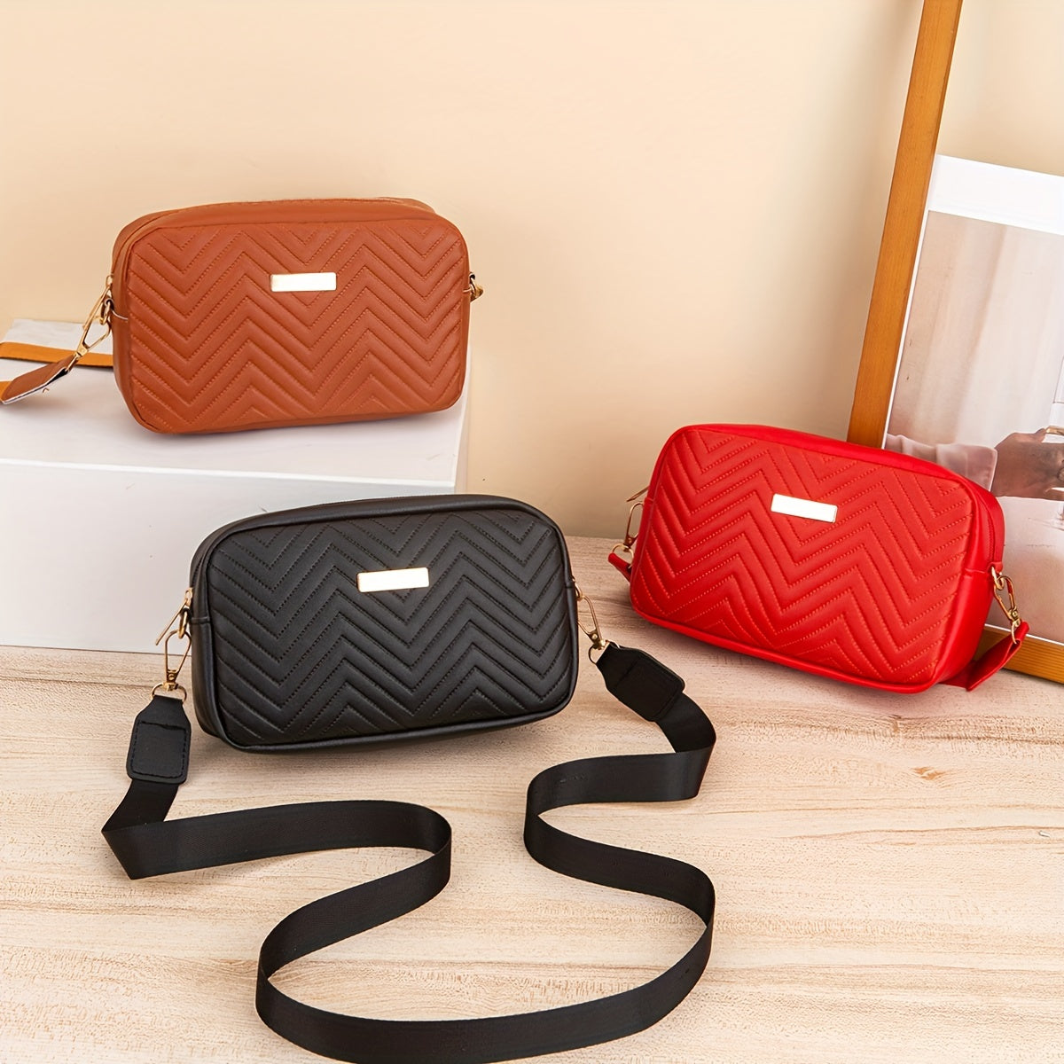 Mini Fashion Quilted Crossbody Bag, Trendy PU Shoulder Bag, Women's Casual Handbag & Phone Purse
