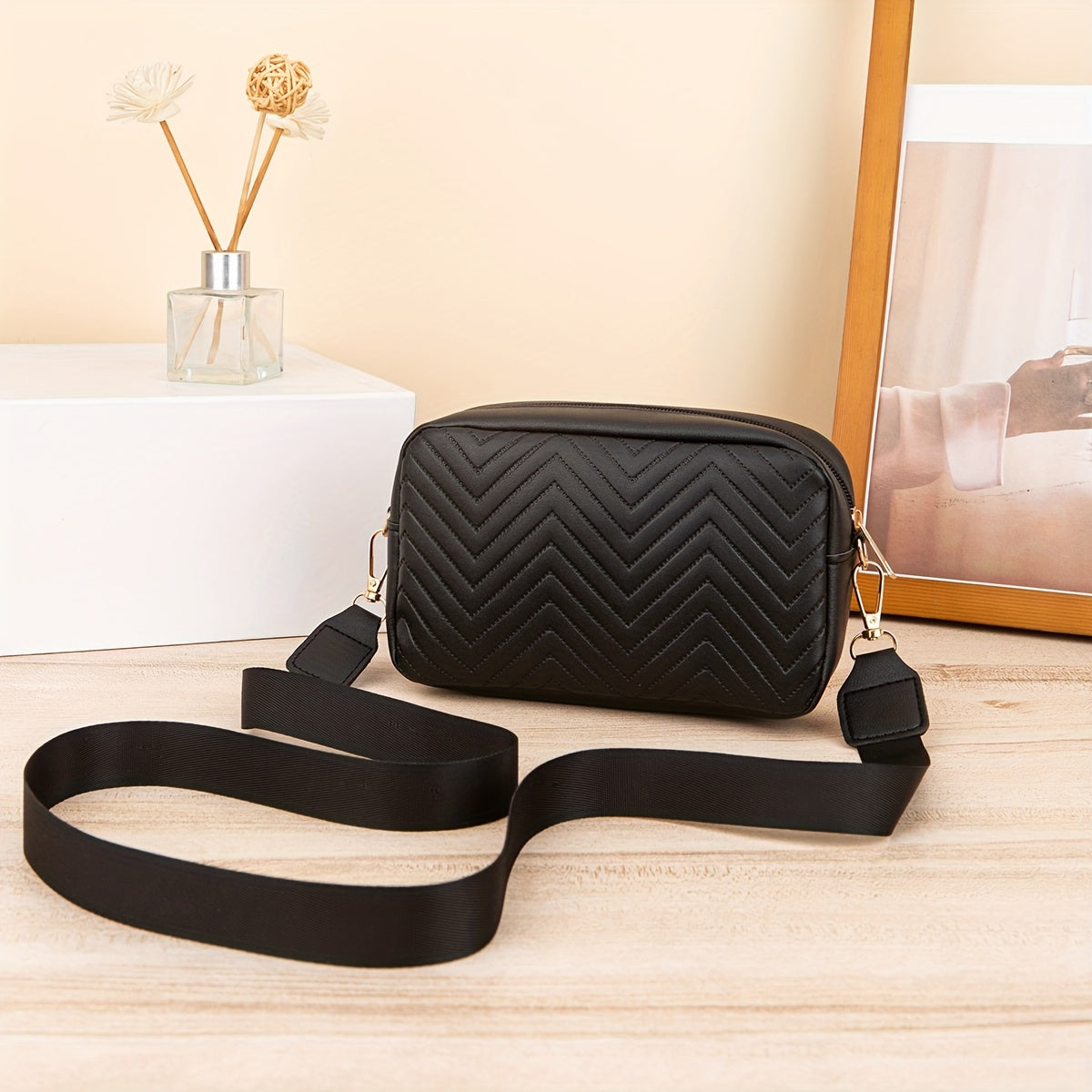 Mini Fashion Quilted Crossbody Bag, Trendy PU Shoulder Bag, Women's Casual Handbag & Phone Purse