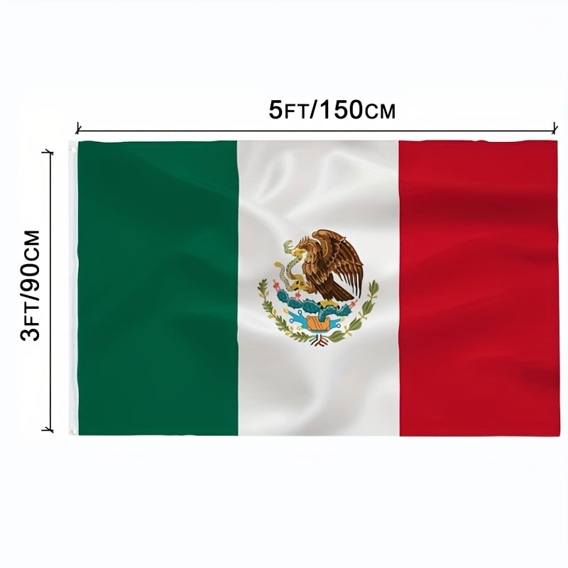 1pc Flags Mexican Flag Vivid Colors And Fade Resistant Double Stitching With Brass Grommet, 3x5 Feet
