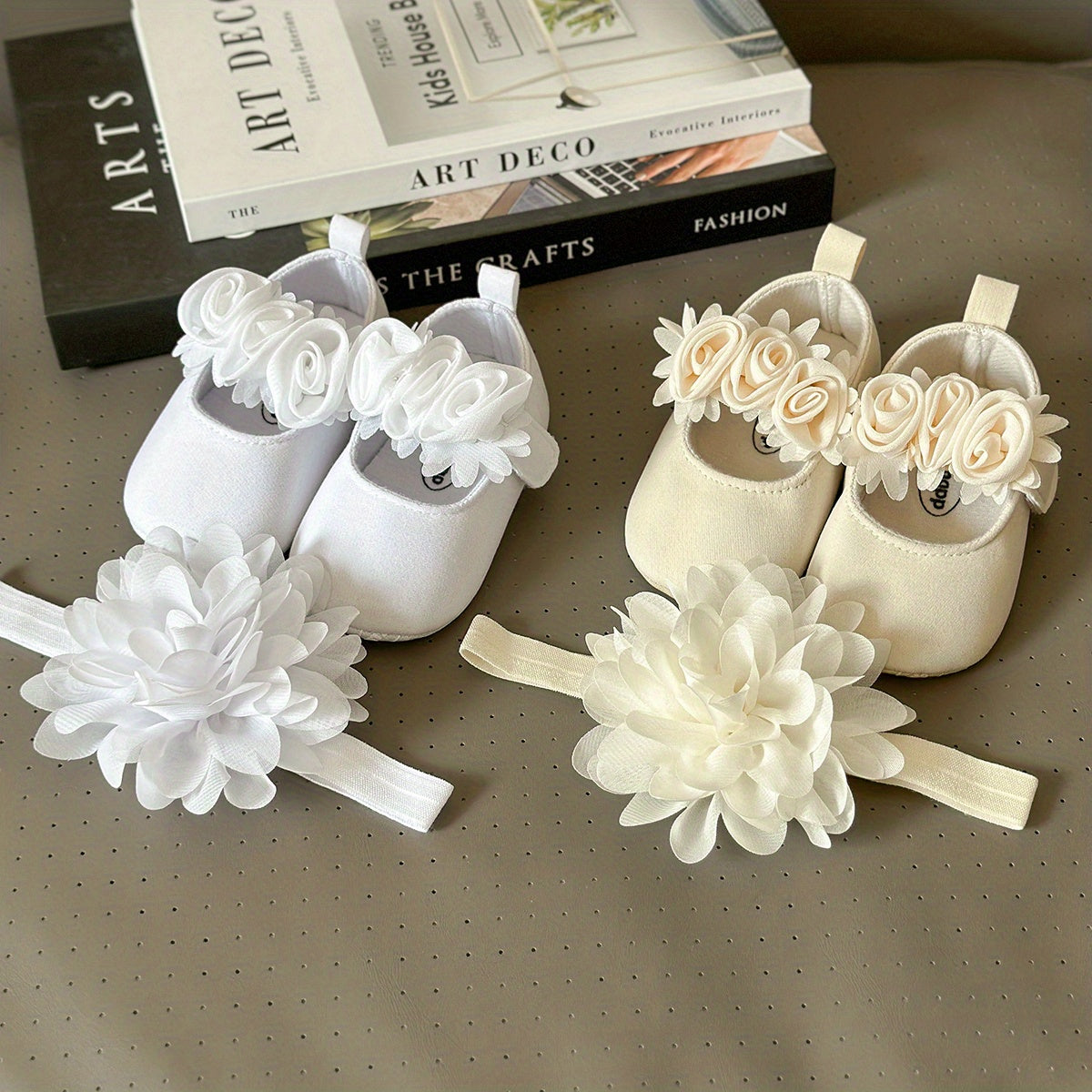 Baby Girls Flower Comfy Non-Slip Crib Shoes For First Walkers Newborn Infant, Spring And Summer
