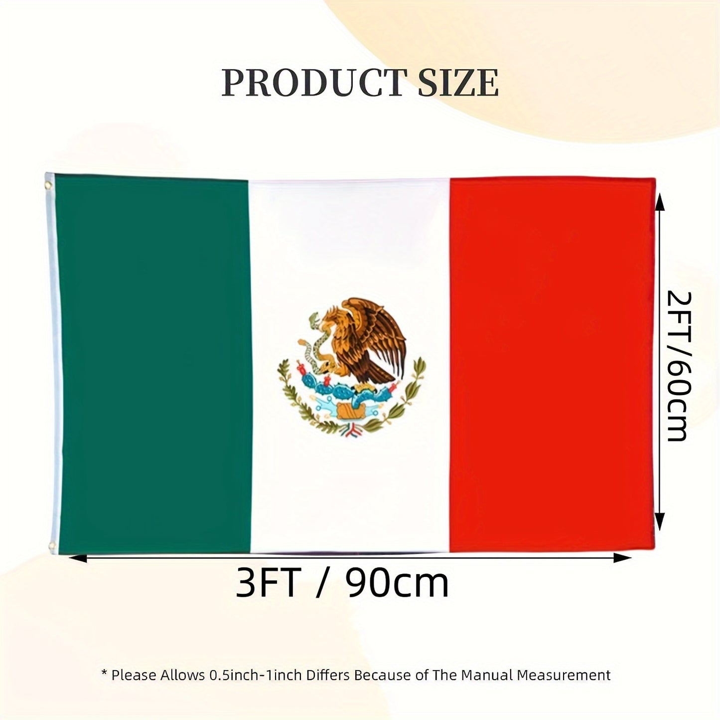 1pc Flags Mexican Flag Vivid Colors And Fade Resistant Double Stitching With Brass Grommet, 3x5 Feet