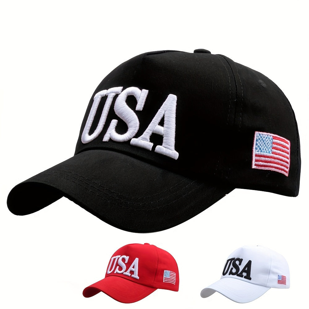 Premium USA Themed Embroidered Cotton Baseball Cap - Unisex Trucker Hat for Hip-Hop Style - Comfortable & Stylish