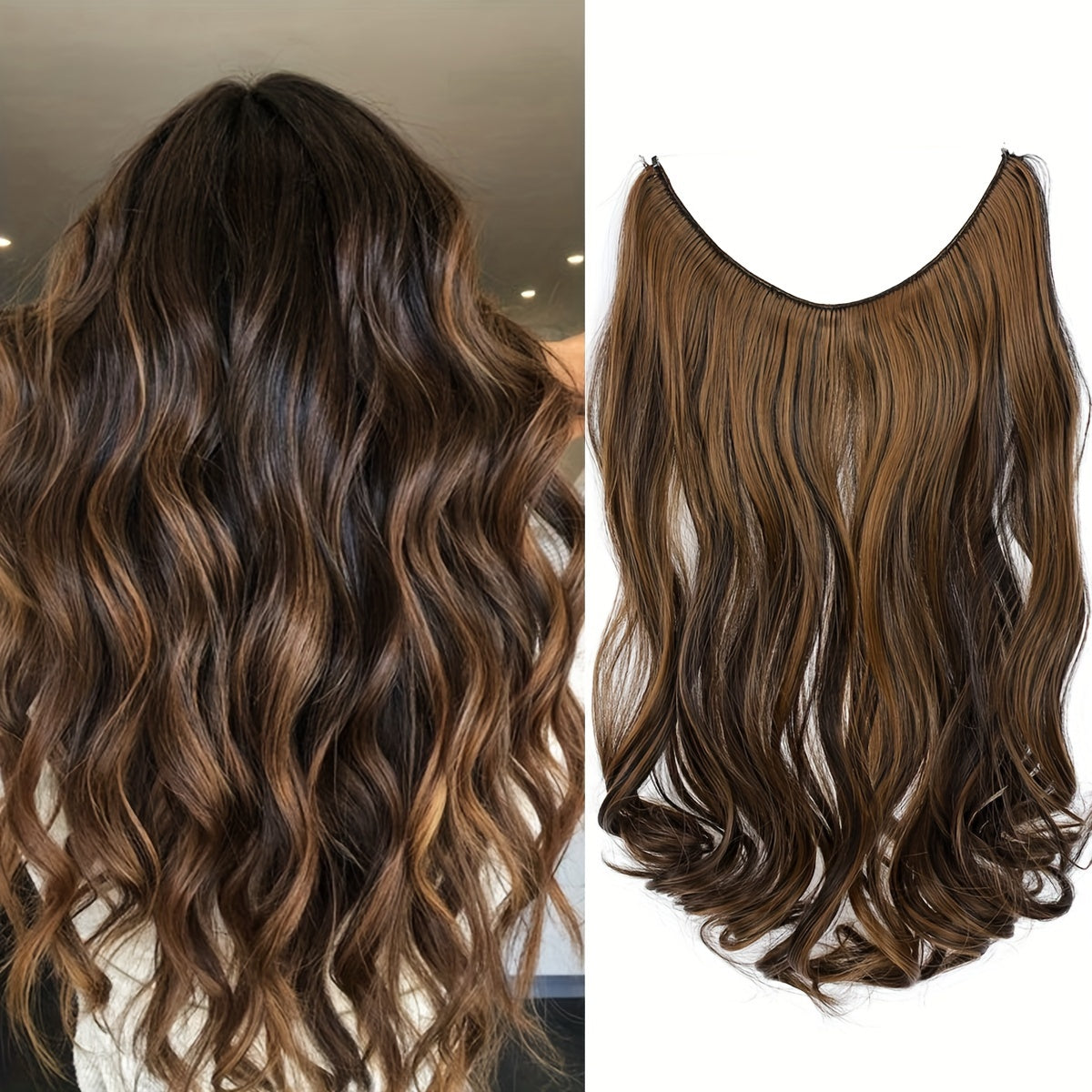 Hair Extensions Invisible Hair Extensions Secret Hidden Wire Long Curly Hair Pieces For Women Synthetic