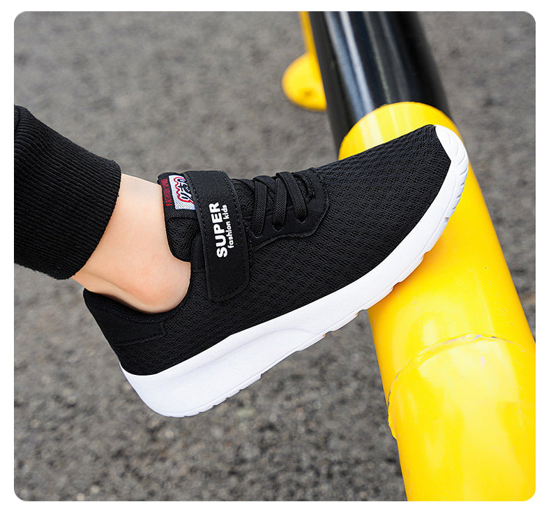 Boys Casual Mesh Breathable Sneakers, Lightweight Platform Low Top Lace-up Durable Shoes For Spring Outdoor