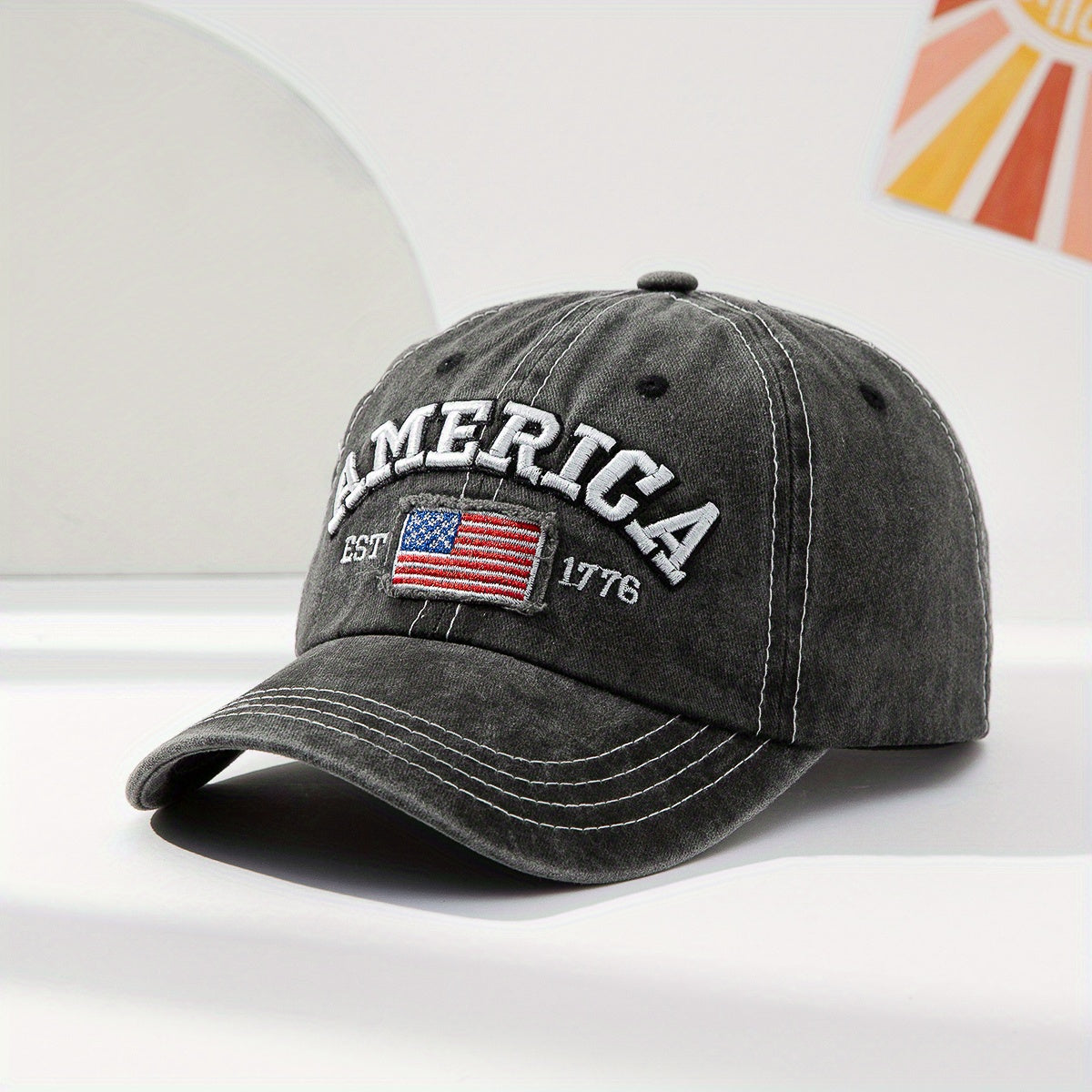 Europe And The United States Style Embroidered National Flag Lettered Baseball Cap Fashionable Casual Sun Hat