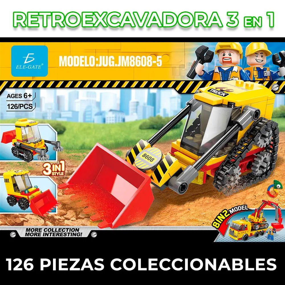 3 in 1 Backhoe Block Toy