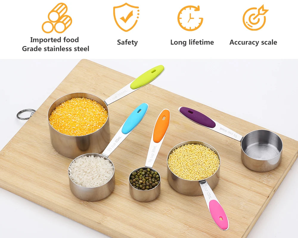 5/10Pcs Stainless Steel Measuring Set Stackable Measuring Cups Measuring Spoons Set For Kitchen Tea Coffee Baking Measuring Tool