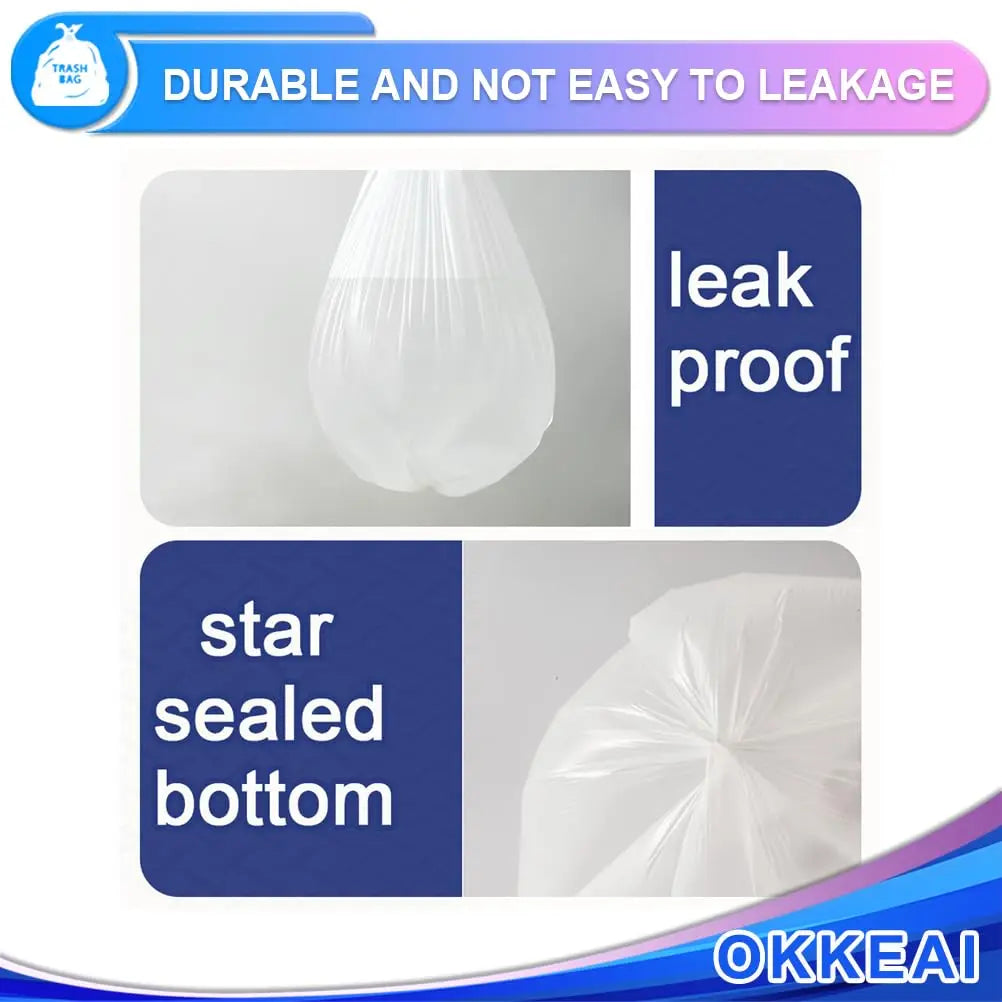 3 Gallon Small Trash Bags 120 Counts White Garbage Bags Small Bathroom Trash Can Bags 10L Wastebasket Liners Home Office Kitchen