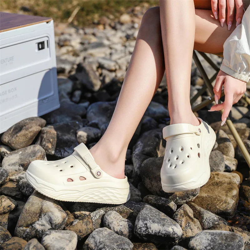 Summer Thick Sole Clogs slippers Anti slip Hole Shoes Quick Drying Beach slippers for Women EVA Casual Sandals