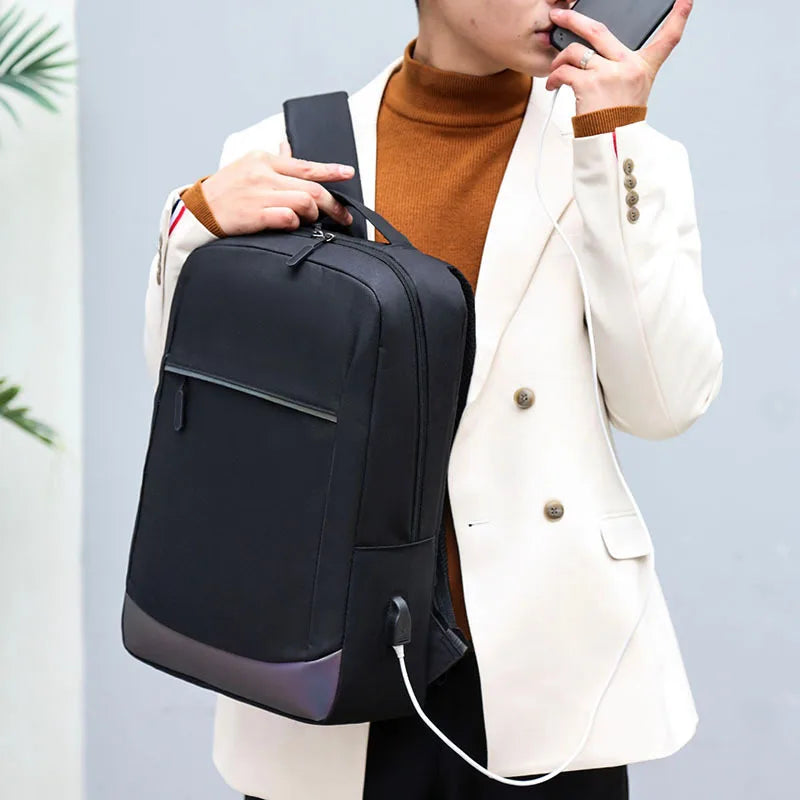 Hot Sale 14 Inch Grey Oxford Travel Business School Laptop Computer Notebook Backpack With USB Port