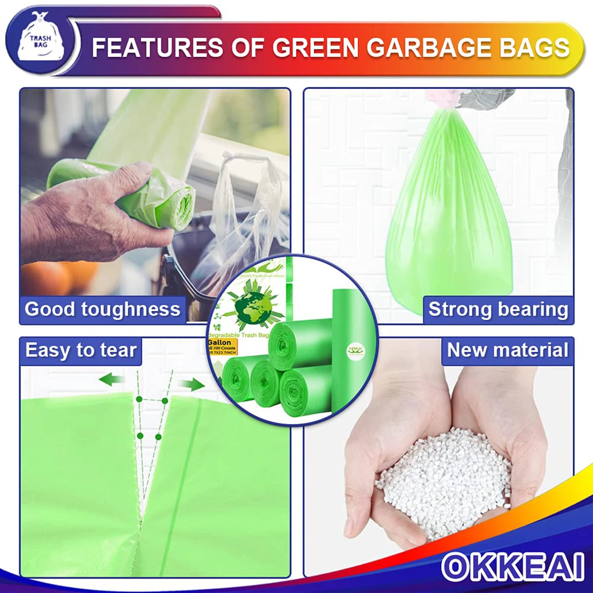 3 Gallon Small Trash Bags 100 Counts Small Trash Can Liners Garbage Bags Mini 10L Wastebasket Bin Liners Bags Bathroom Kitchen
