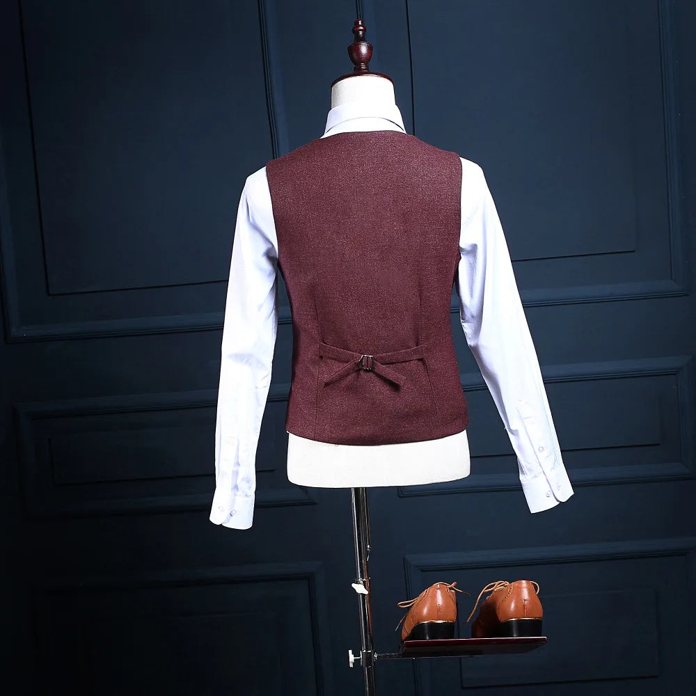 News Latest Design Custom Made Burgundy Slim Fit Men Coat Pant Men Suit 3 Pieces (Coat+Pants+Vest) NA18 Wine Red Mens Tuxedos