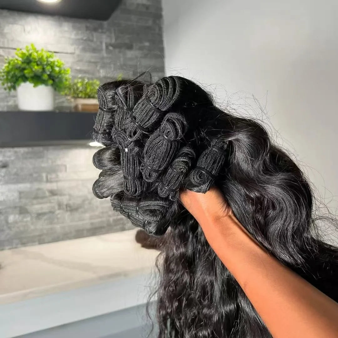 Wholesale Indian Temple Raw Unprocessed Virgin Hair Body Wave Hair Bundle Natural Black Soft Silky Indian Hair Raw Virgin