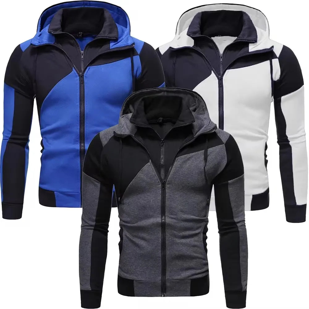 M-3XL Men Hooded Fleece Zip Hoodie Men Thick Solid Color Sweatshirt Mens Casual Hoodies Sportswear Hooded Sweatshirts