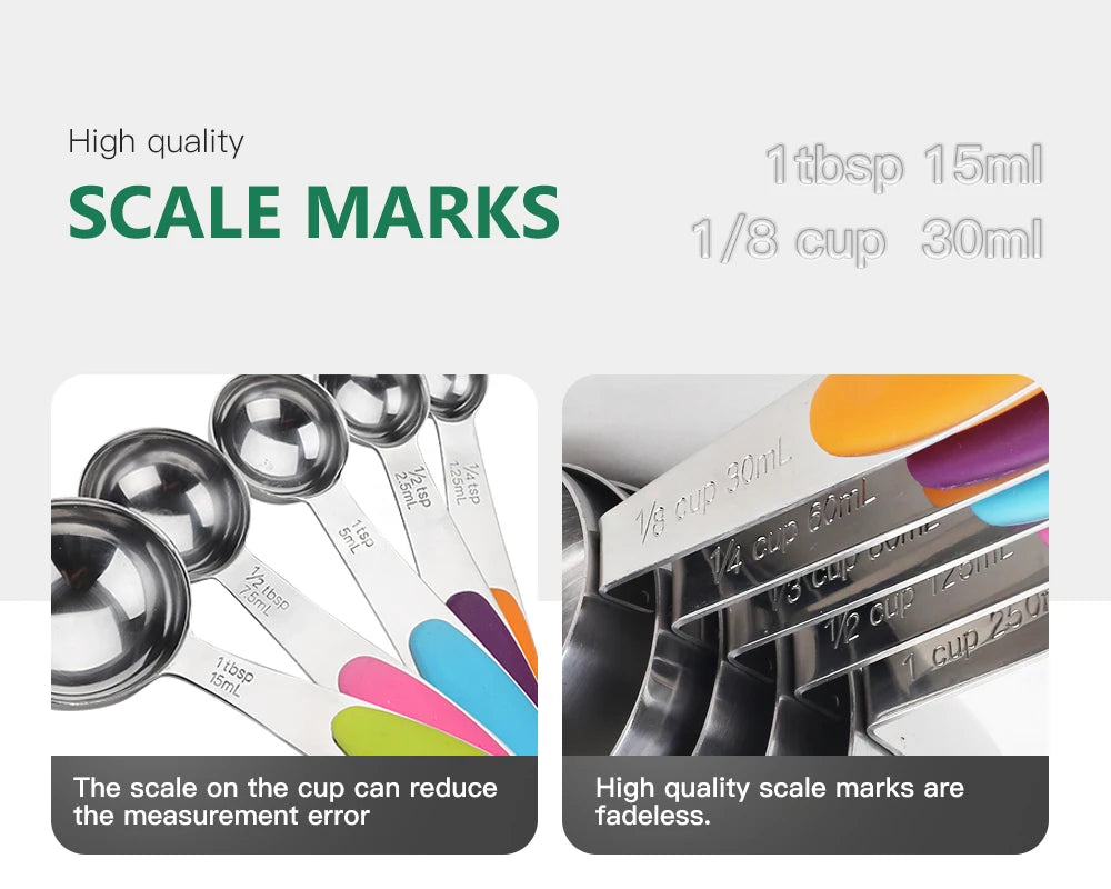 5/10Pcs Stainless Steel Measuring Set Stackable Measuring Cups Measuring Spoons Set For Kitchen Tea Coffee Baking Measuring Tool