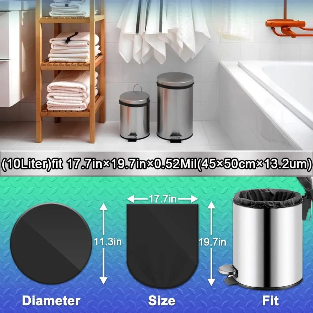 Small Bathroom Trash Bags 3 Gallon/10 Liter Trash Can Bags,100 Counts Plastic Waste Basket Bags,Small Black Garbage Bags