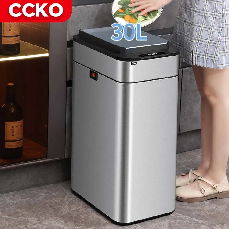 15/20 Liter Stainless Steel Electric Trash Can Smart Dustbin Kitchen Sensor Rubbish Bin Touchless Waste Bins for Office Bathroom