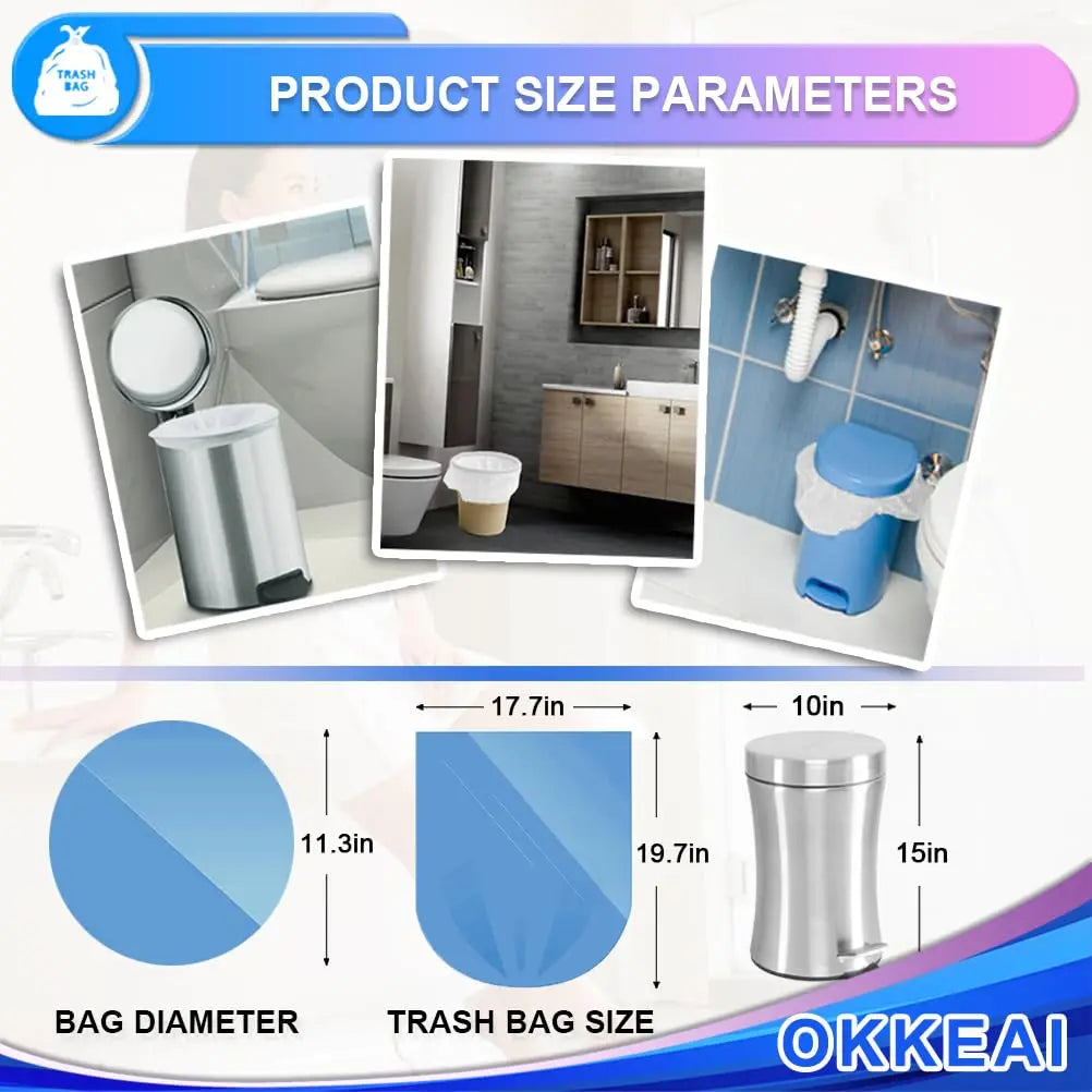 3 Gallon Small Trash Bags 120 Counts White Garbage Bags Small Bathroom Trash Can Bags 10L Wastebasket Liners Home Office Kitchen