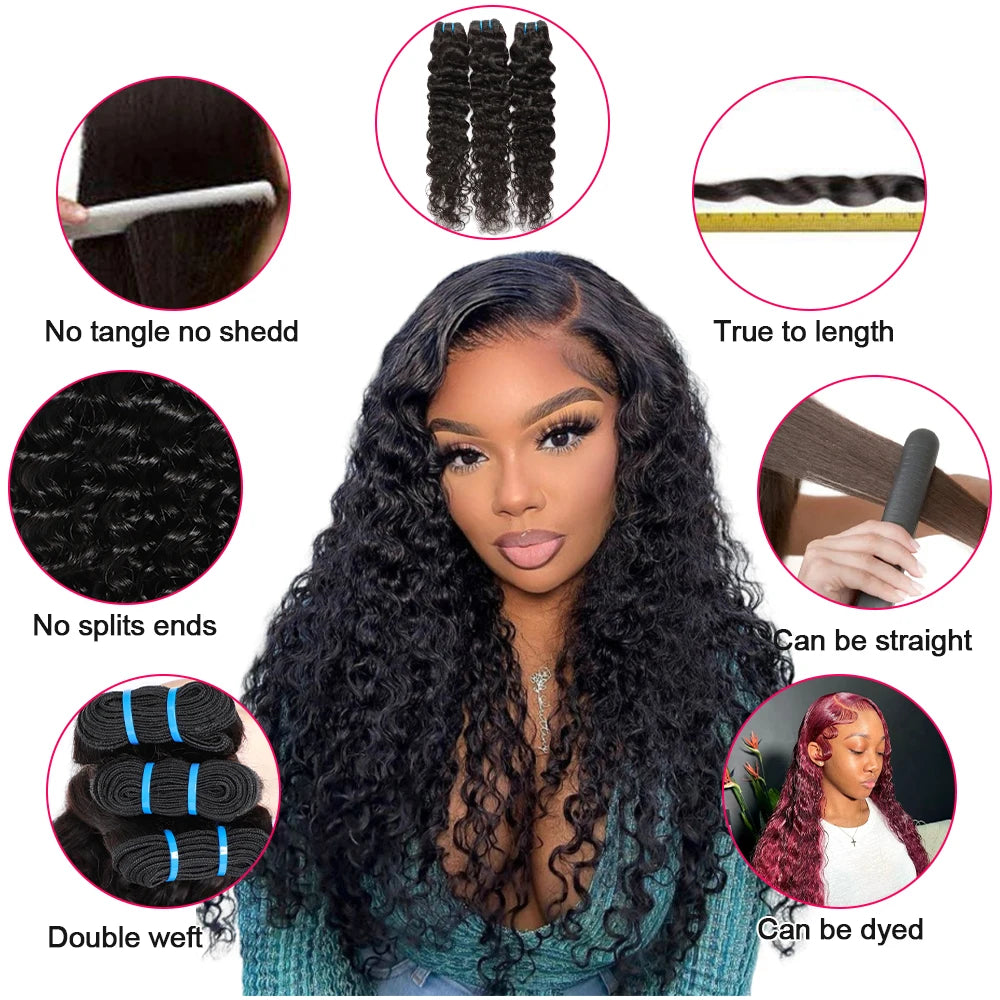 Brazilian Remy Water Wave Human Hair Bundle for Women Curly Human Hair Weave Bundle Extension Human Hair