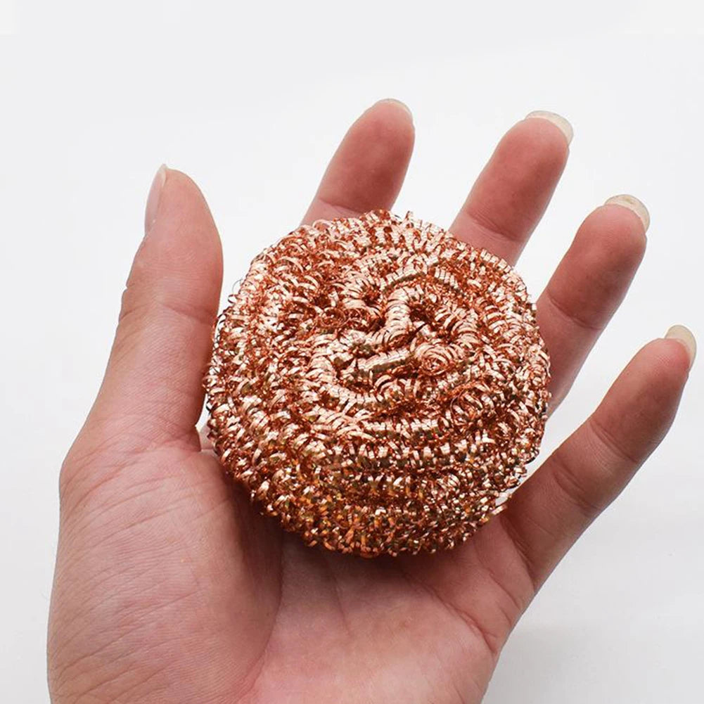Kitchen Cleaning Tools 3x Copper Metal Wire Sponge Ball Iron Tip Nozzle Cleaner Slag Remover Tool Cooper Coated Scourers