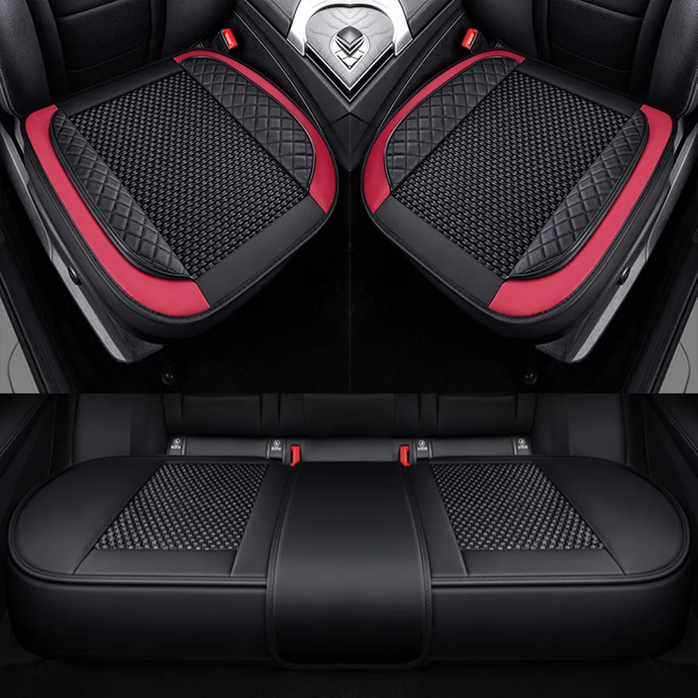 Universal Car Seat Cover Ice Silk + PU Leather Seat Anti-slip Protection Cushion Luxury Seat Decoration Styling Accessories