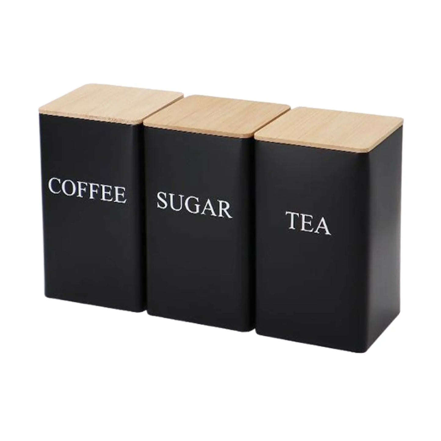 3Pcs Coffee Bean Storage Bottle with Bamboo Lid Simple Style Tea Coffee Sugar Storage Jar Tea Can Kitchen Storage & Organization