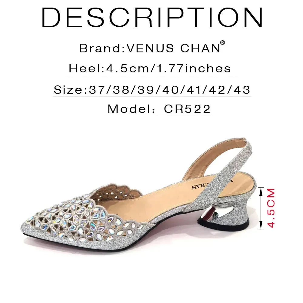 Ladies Italian High Heel and Bag Set Golden Color Italian Shoe with Matching Bag Set 2024 Nigerian Shoes and Bag Set for Party