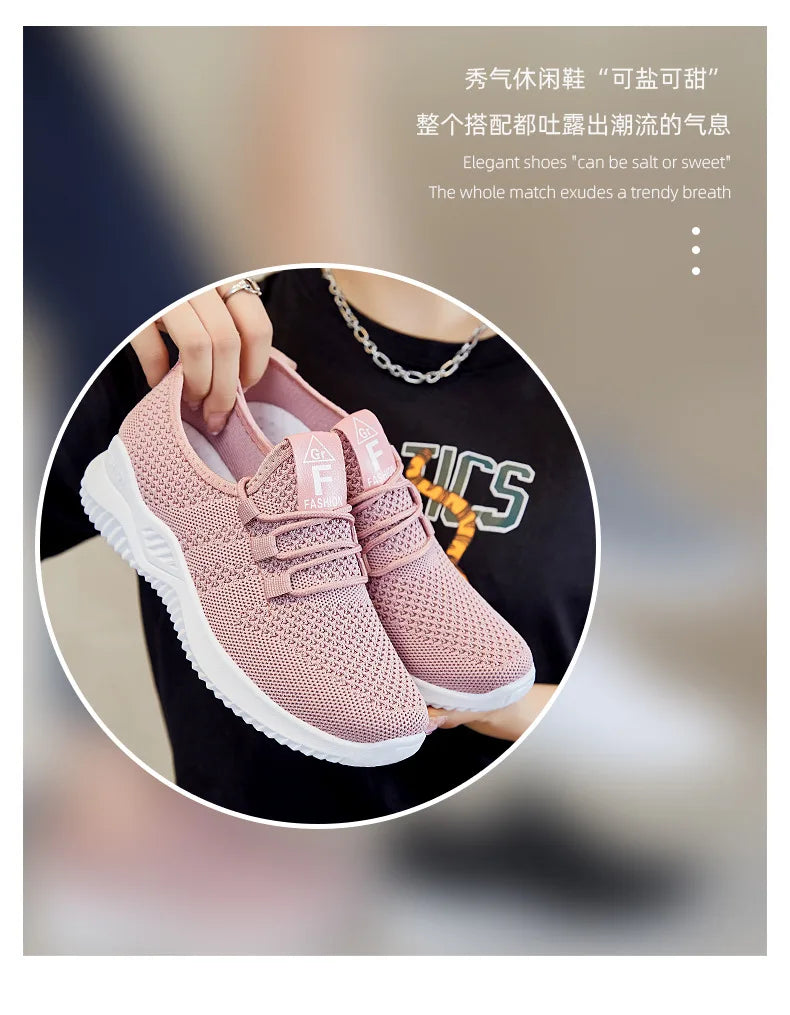 Women's shoes 2025 mesh breathable comfortable sports shoes soft sole lightweight fashion casual shoes
