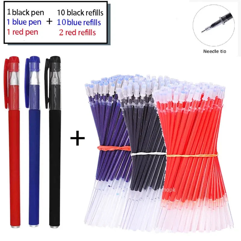 7/35 PCS Gel pens Set Black Blue Refill Gel Pen Bullet Tip 0.5mm School & office Supplies Stationery Writing Tool stationery
