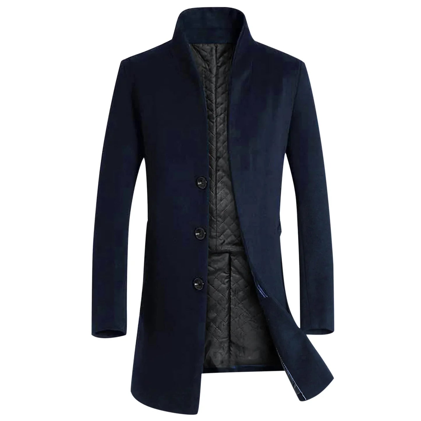 Men Coat Autumn Winter Mid-Length Trench Jackets Casual Solid Single Breasted Long Sleeve Lapel Collar Overcoat Male Slim Jacket