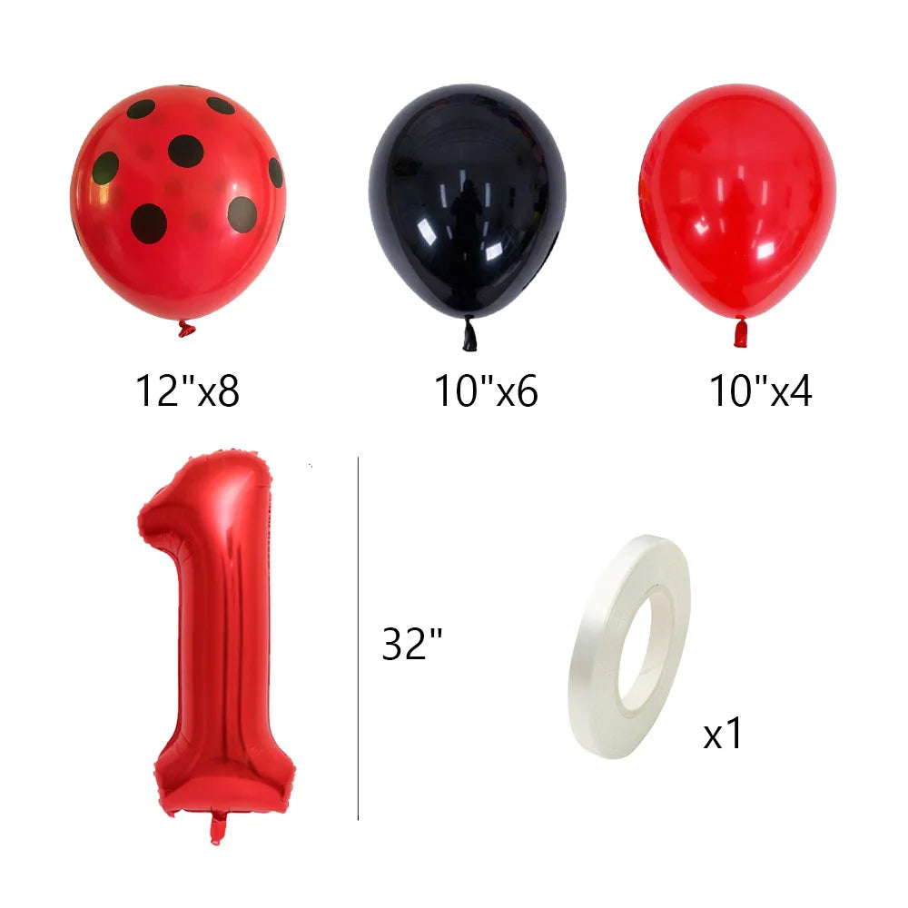 20 Pcs 12 Inch Red Black Dots Ladybug Balloons Birthday Party Decorations Baby Shower 32 Inch Red Number Birthday Party Supplies