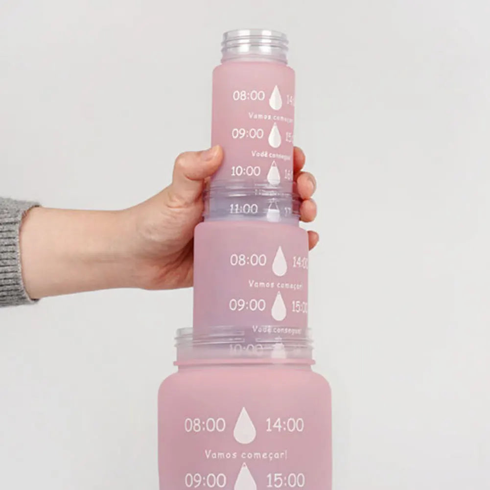 3PCS Leakproof Water Bottles with Times to Drink and Straw Motivational Drinking Sports Water Bottle for Fitness Gym Outdoor