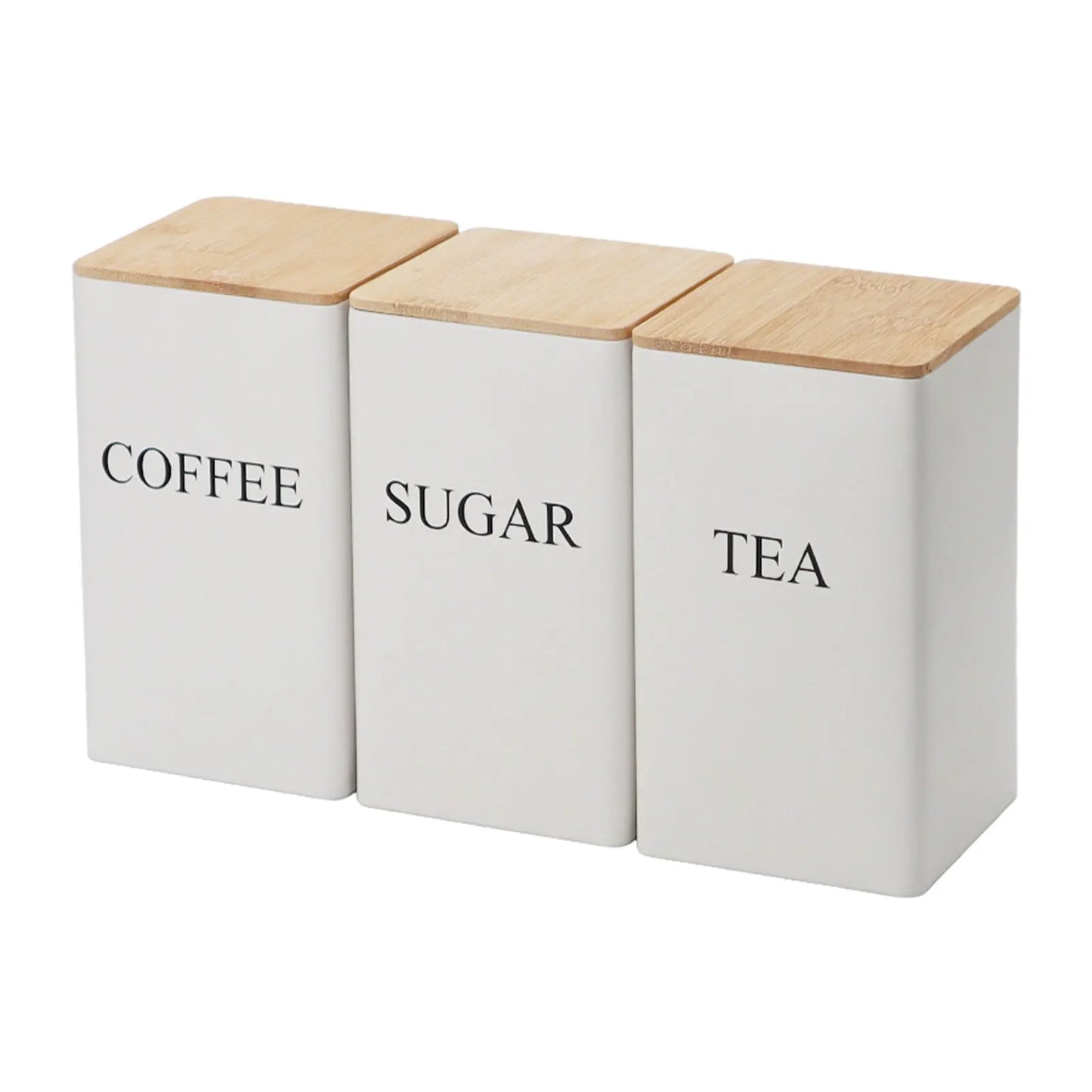 3Pcs Coffee Bean Storage Bottle with Bamboo Lid Simple Style Tea Coffee Sugar Storage Jar Tea Can Kitchen Storage & Organization